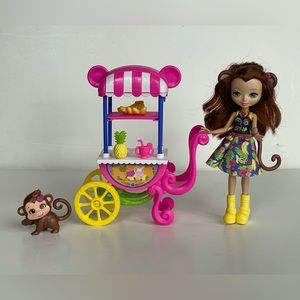 Enchantimals Merit Monkey Doll with
Fruit Cart and Monkey Pet Figure